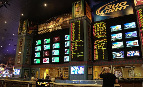 A sports betting lounge in Las Vegas, Nevada.