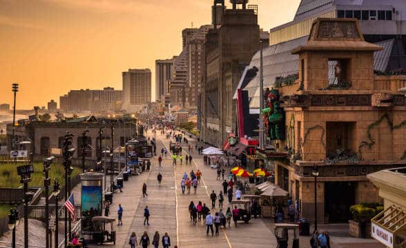 A view of the broadwalk in Atlantic City.