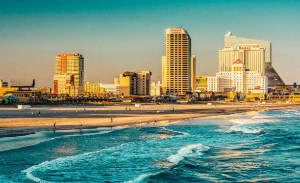 Atlantic City's waterfront and skyline in the morning.