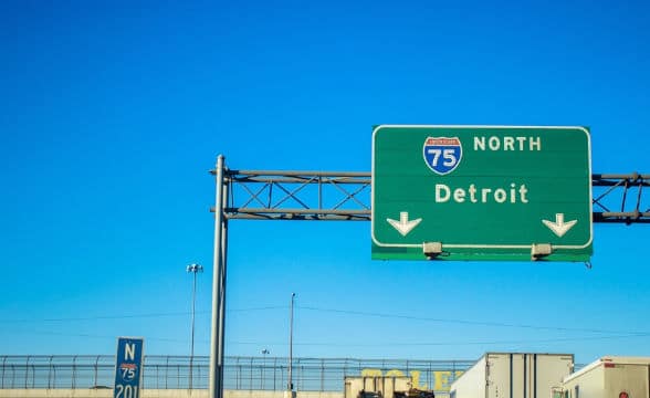 Northbound Interstate 75, Detroit.