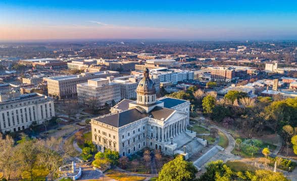 Downtown Columbia photographed from above in South Carolina.