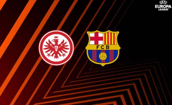 FC Barcelona vs Eintracht Frankfurt featured logos for upcoming game in Europa League..