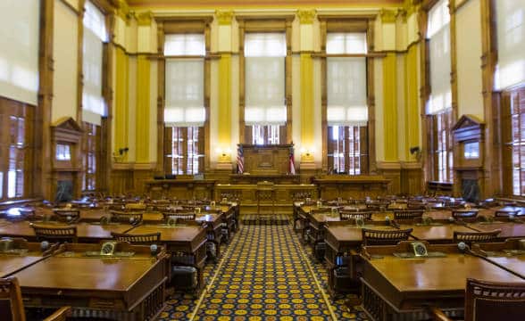 The Georgian state senate, photo of the main voting room where laws are discussed and passed.