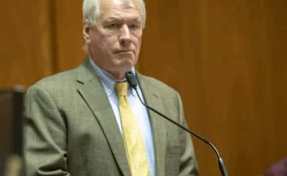 John Keeler at a hearing in his involvement with the power-brokering that involved politicians and contributions.