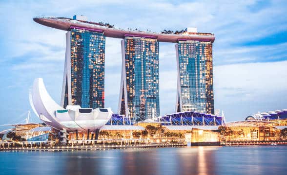 Marina Bay Sands in Singapore, a view from outside.