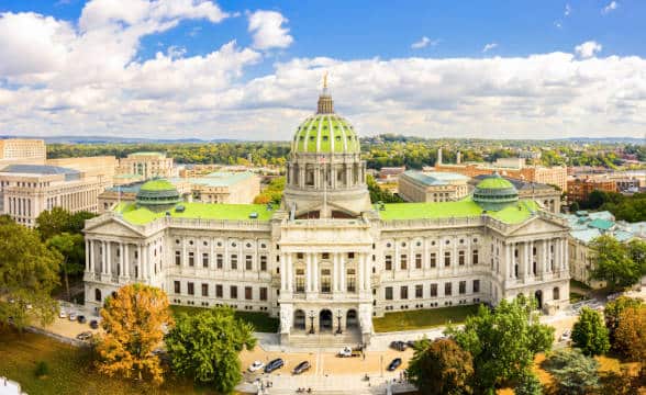 Pennsylvania's state capitol building during the day.