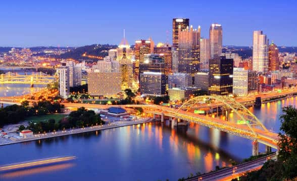 Pittsburgh, Pennsylvania during the evening.