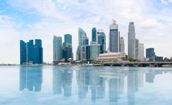 A photo of the Singapore waterfront.