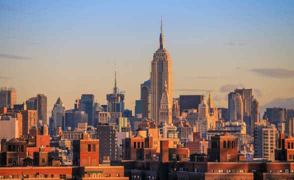 The New York City skyline.