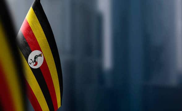 The national flag of Uganda.