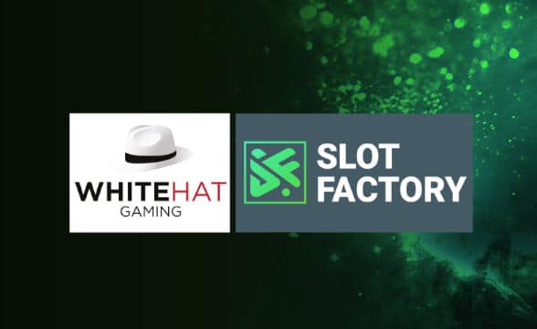 The logos of Slot Factory and White Hat Studios who are striking up a partnership.