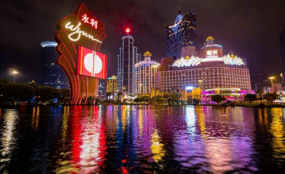 Wynn Macau and other casinos as seen from the waterfront.