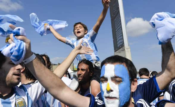 Argentinian soccer fans cheering.