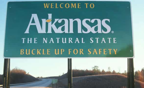 Arkansas welcome state sign.