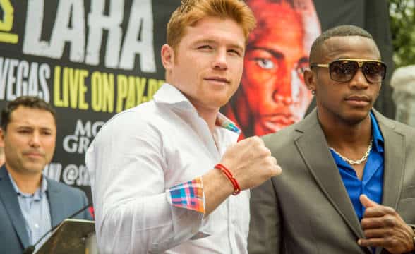 Canelo Alvarez posing before a fight.