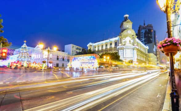 Downtown Macau during the evening.