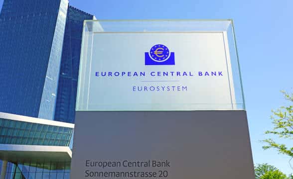 The European Central Bank welcome sign.