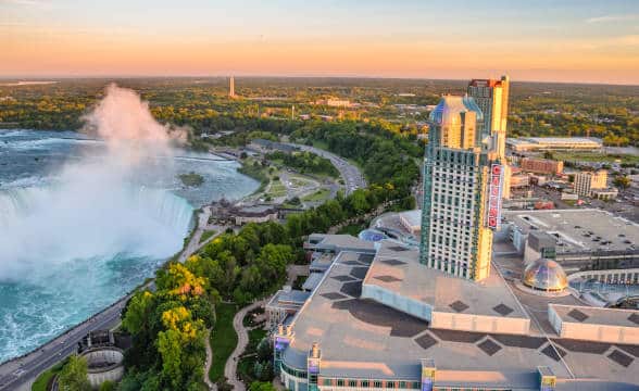 The Fallsview Casino Resort located in Ontario, Canada as seen from above.