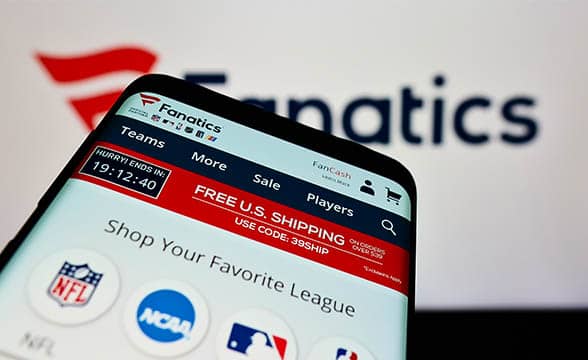 Fanatics' app appears on a mobile device