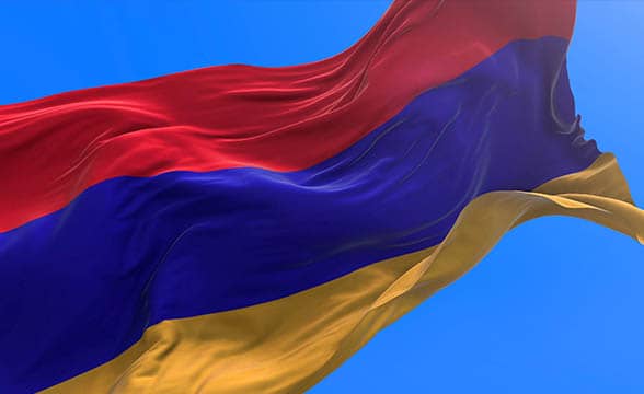 Armenia's flag on a blue sky