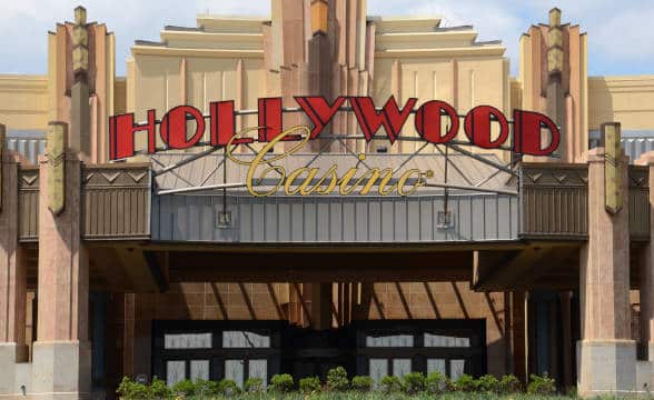 Hollywood Casino's iconic front entrance sign.