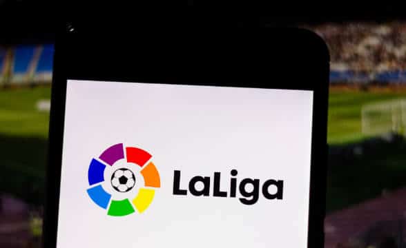 LaLiga's logo loaded on a smartphone.