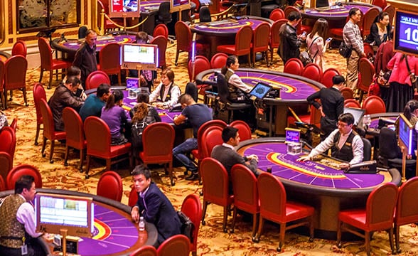 Blackjack tables in a Macau casino