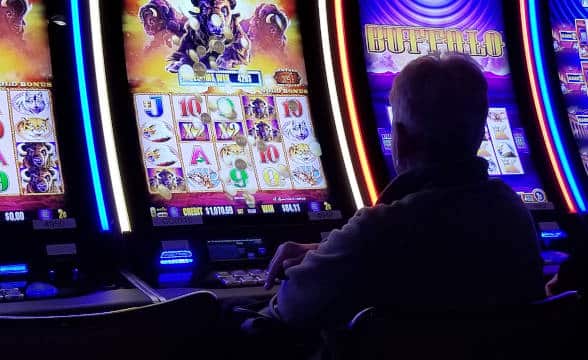 A man seen gambling at the Rivers Casino in Des Plaines, Chicago, Illinois.