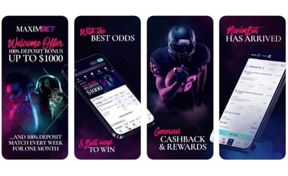 Maximbet's mobile app and betting offer.