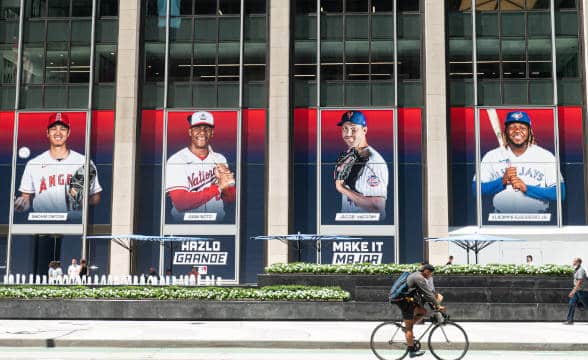 The MLB's flagship store with player panels on display.