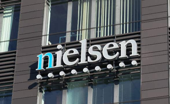 The Nielsen research firm's company logo on a building, probably an HQ or one of its offices.