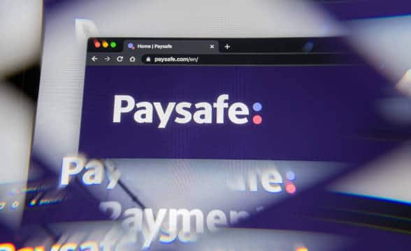 Paysafe's website loaded on an Apple computer browser.