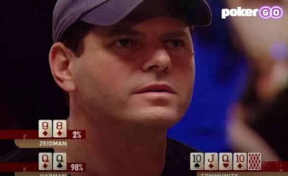 Screenshot of Cory Zeidman poker player in a live game of poker.