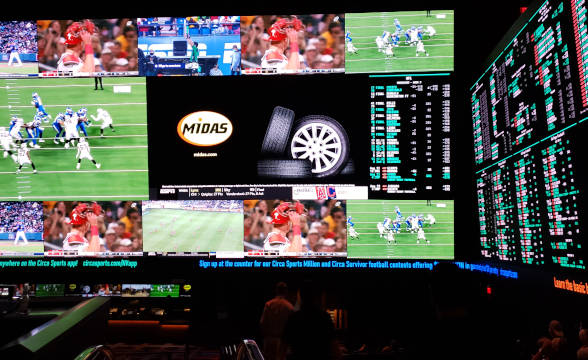 A sports betting lounge in the USA.