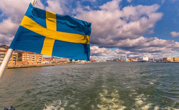 The Swedish national flag flying.