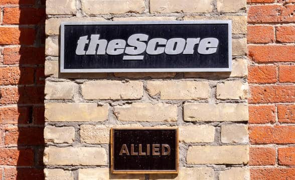 theScore's sign on a building, that's most likely associated with the company.