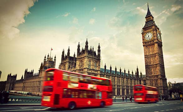 A street next to Big Ben, London, UK