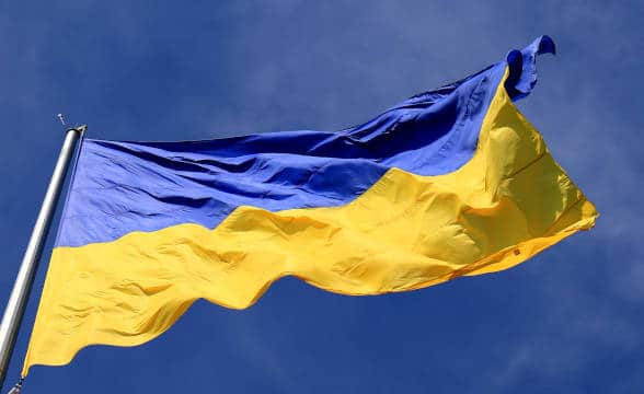 The Ukrainian national flag.