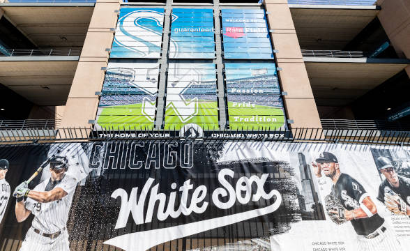 White Sox Stadium's Guaranteed Rate Field seen from outside.