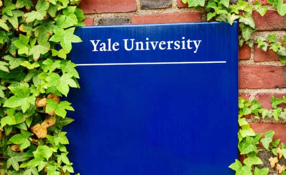 A plaque with Yale University's name on it.