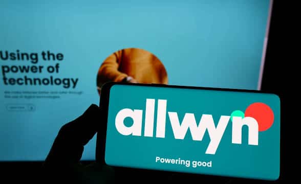 Allwyn's official logo on a smartphone.