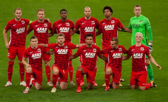 AZ Alkmaar players during a UEFA game in Kyiv.