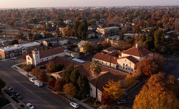 Aerial view of Bakersfield, Kern County, California