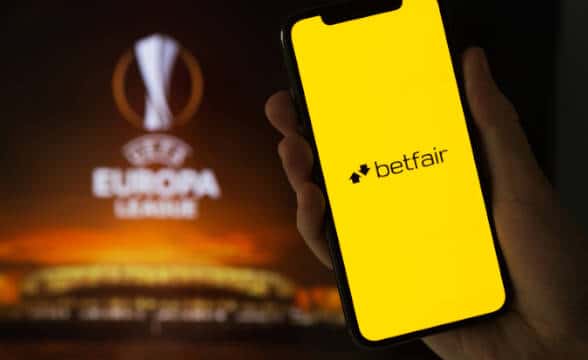 Betfair's sports betting app loaded on a smartphone.