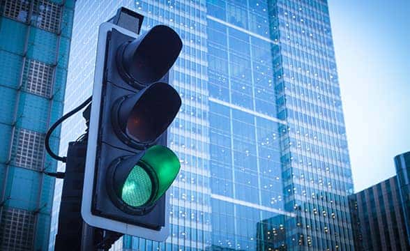 A green light at a junction