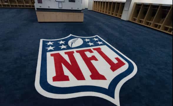 The NFL logo in a hallway.