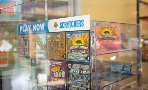 Lottery scratch tickets in a point-of-sale in California.