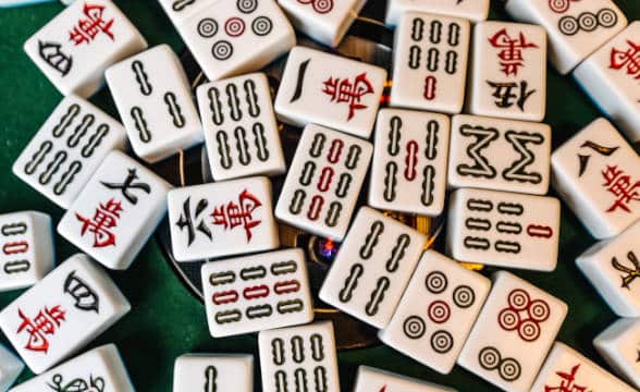 A bunch of mahjong tiles.