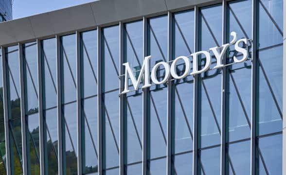 Moody's logo on a corporate building.