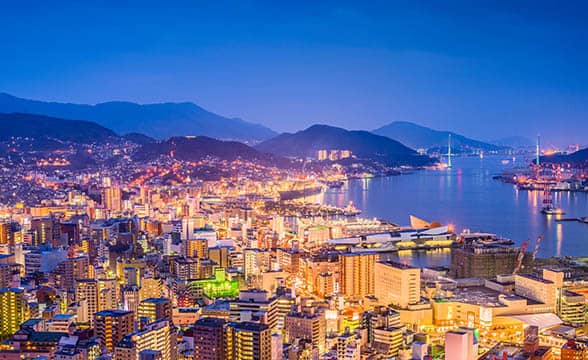 A night view of Nagasaki, Japan